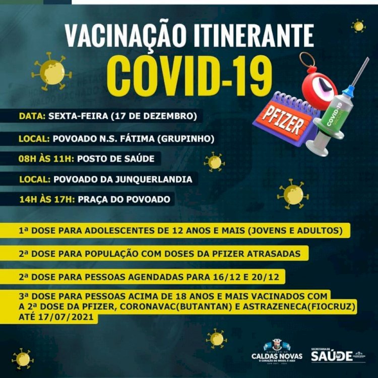 Caldas Novas realiza vacinação itinerante contra a covid-19, nesta sexta, 17/12