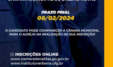 Inscrições para o Concurso da Câmara Municipal de Caldas Novas vão até 08/02