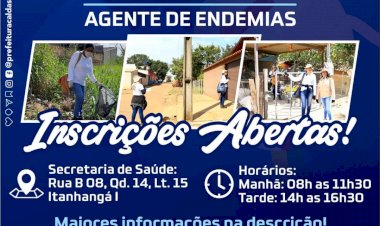 As inscrições do processo seletivo para o cargo de Agente de Combate à Endemias vão até 23/01, em Caldas Novas