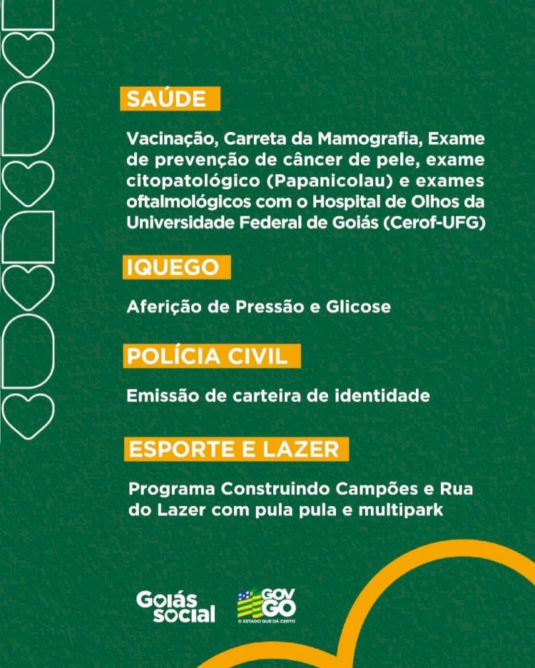 Goiás Social leva serviços públicos e atendimentos à população de Caldas Novas nos dias 13 e 14 de Dezembro
